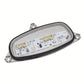 Left LED turn signal ballast control module, long front view with visible circuit parts