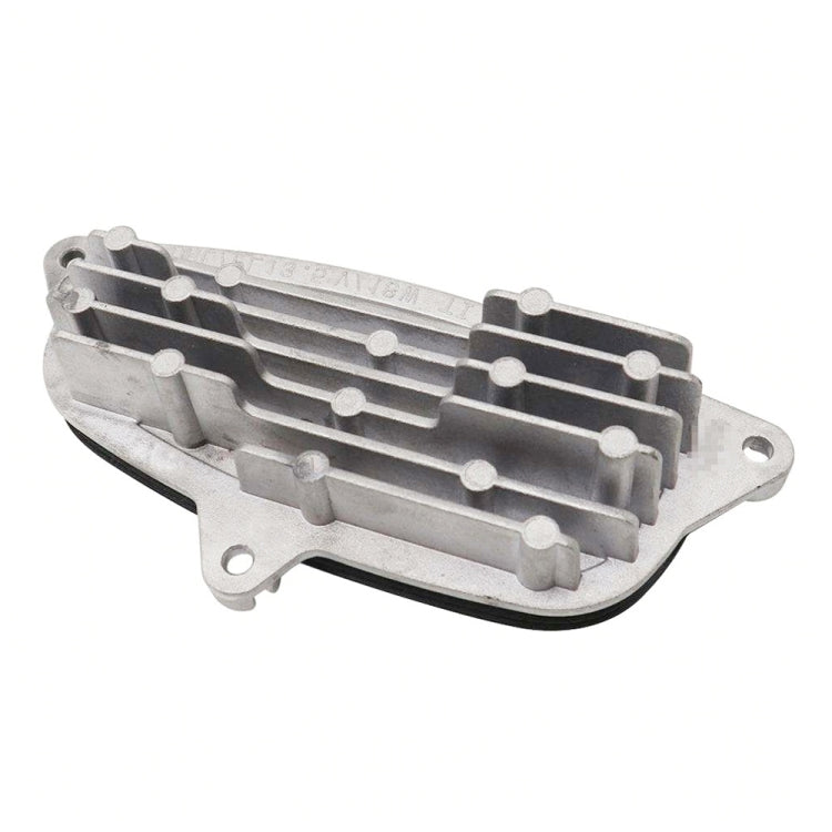 Left LED turn signal ballast control module with metal heat sink and mounting holes