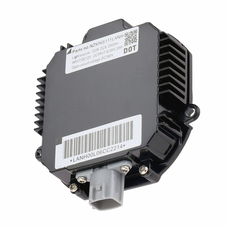HID ballast module with vented heatsink, label side, and mounting pins
