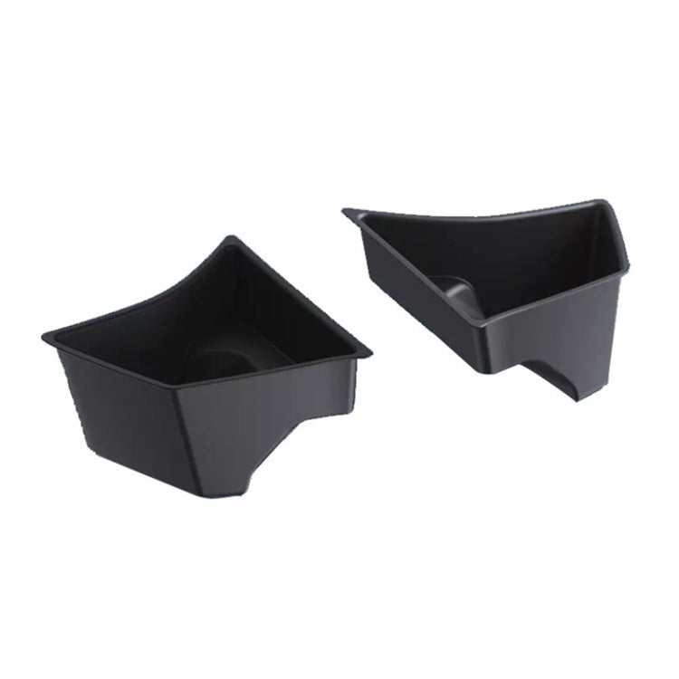 Pair of black car trunk side storage boxes without lids