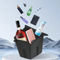 Car trunk side storage box holding bottles and small accessories
