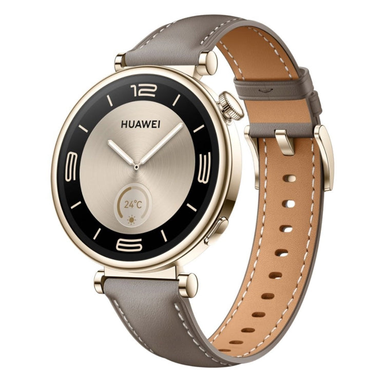 Genuine leather watch band, brown with perforations and metal clasp