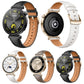 Genuine leather watch band set, black, white, and brown, perforations with metal clasp