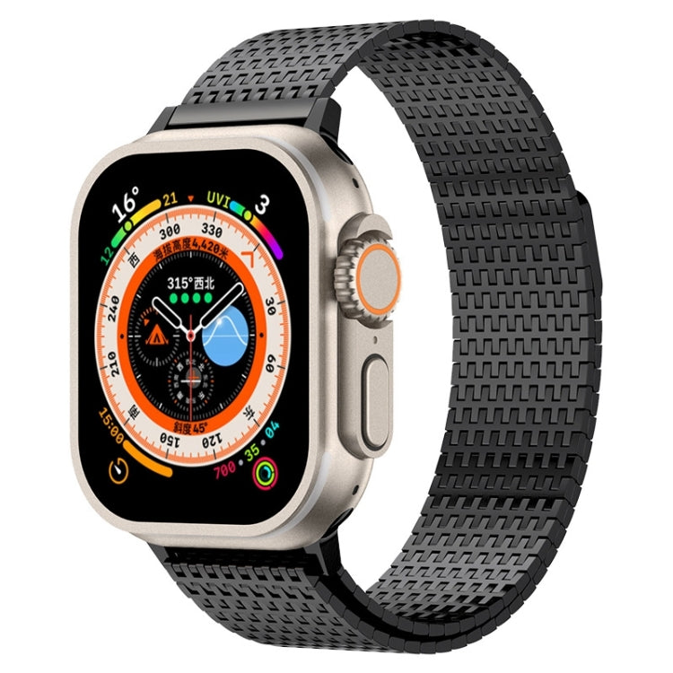 Stainless steel milanese loop watch band with magnetic clasp, black