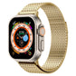 Stainless steel milanese loop watch band with magnetic clasp, gold tone