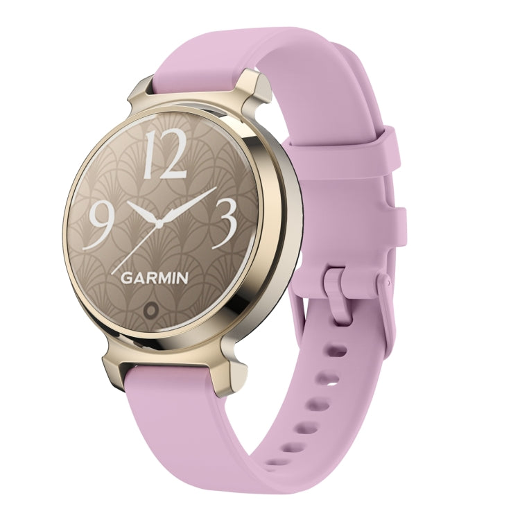 Pink silicone watch band on a Garmin Lily 2 watch, shown from the front.