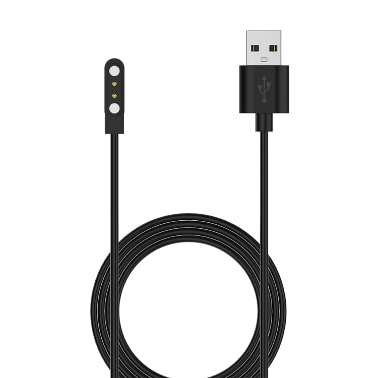 Black magnetic smartwatch charging cable with USB-A plug and coiled cord