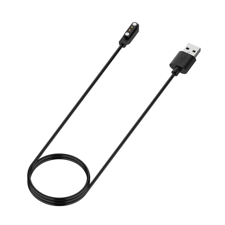 Black smartwatch charging cable with magnetic contact tip and USB-A plug