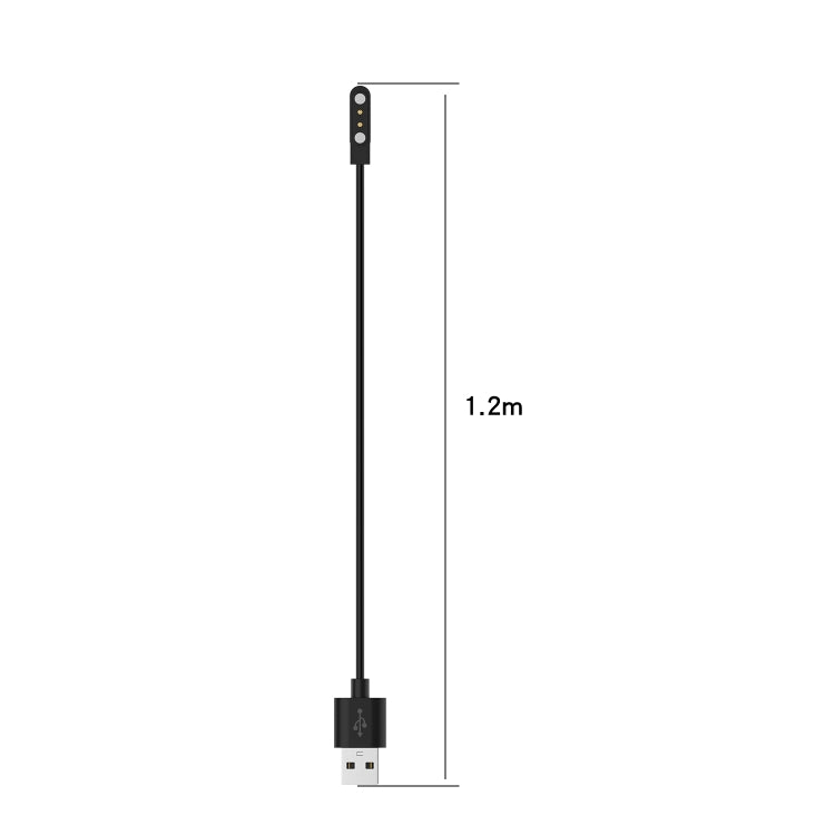 Black magnetic smartwatch charging cable, 1.2 m long