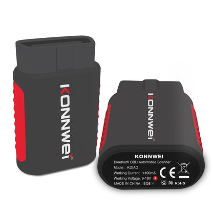 KONNWEI K DIAG OBDII diagnostic scanner, dark gray body with red side grips