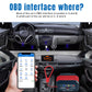 KONNWEI KW905 OBD2 Bluetooth scanner plugged in with phone app screen in car