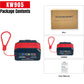 Bluetooth OBD2 scanner with lanyard, compact black-blue body and red top, labeled KW905
