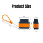 Bluetooth OBD2 scanner size diagram with orange cable and small dongle dimensions