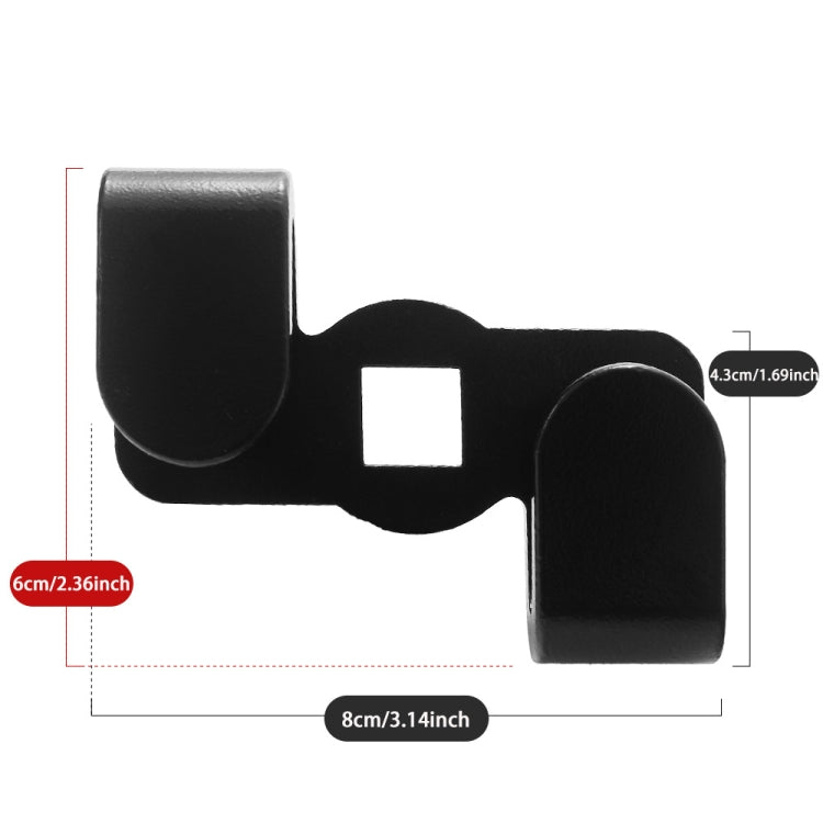 Black hex wrench extender conversion adapter with square opening and forked head