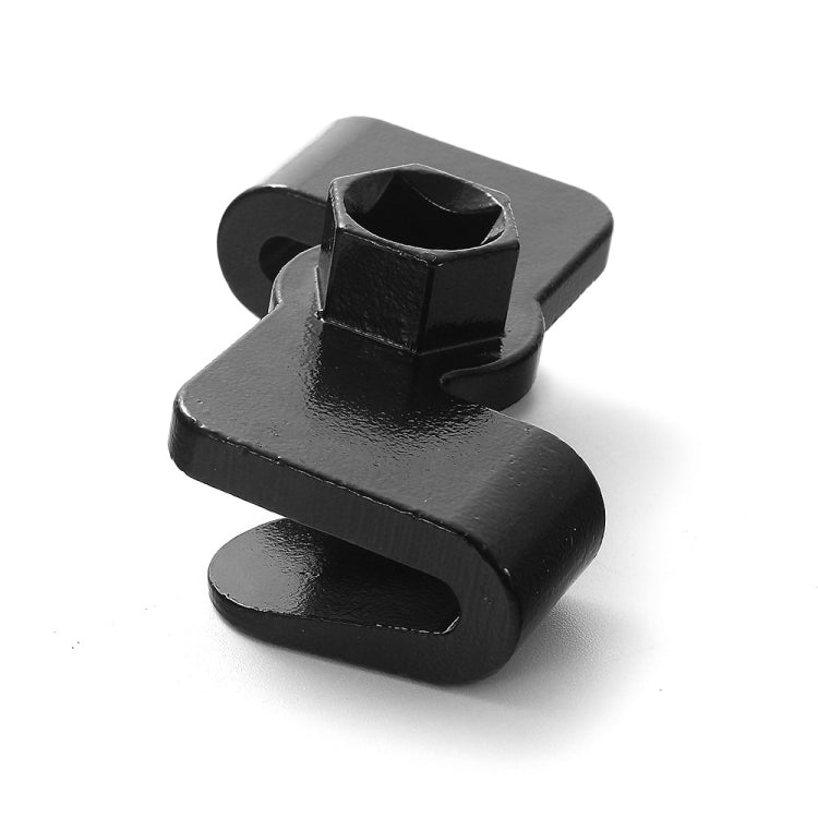 Hex wrench extender conversion adapter in black metal with hex socket and side handle