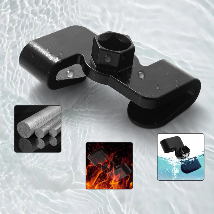 Black hex wrench extender conversion adapter with hex socket and textured mounting base