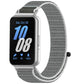 Gray nylon loop watch band with light gray edging, shown on a smartwatch