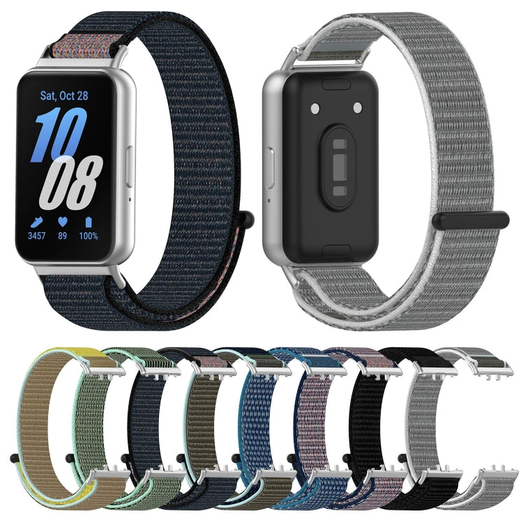 Nylon hook-and-loop watch bands for Galaxy Fit 3, shown in several colors