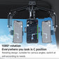 Sun visor phone holder with rotating mount holding two phones at adjustable angles