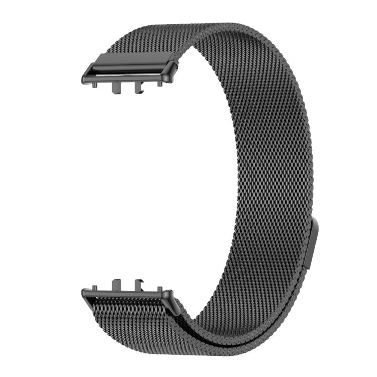 Black Milan magnetic metal watch band shown alone with its open ends