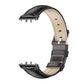 Black dual-sided leather watch band with beige lining and silver buckle