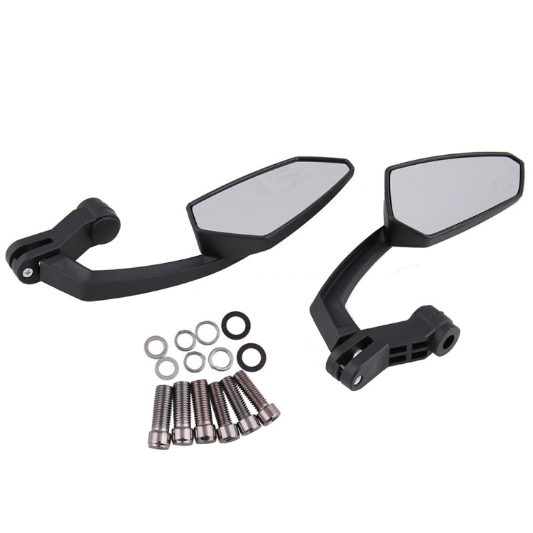 Black motorcycle rear-view mirrors with mounting bolts, washers, and springs set