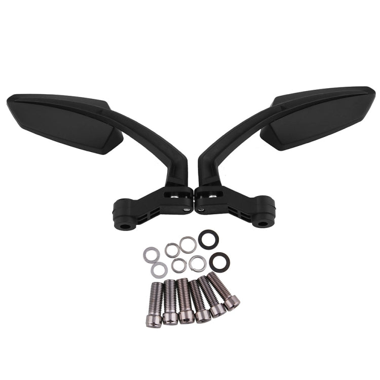 Black motorcycle rear-view mirrors with hardware kit: bolts, washers, springs