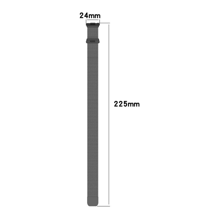 Dark gray Milanese metal watch band, 24 mm wide and 225 mm long