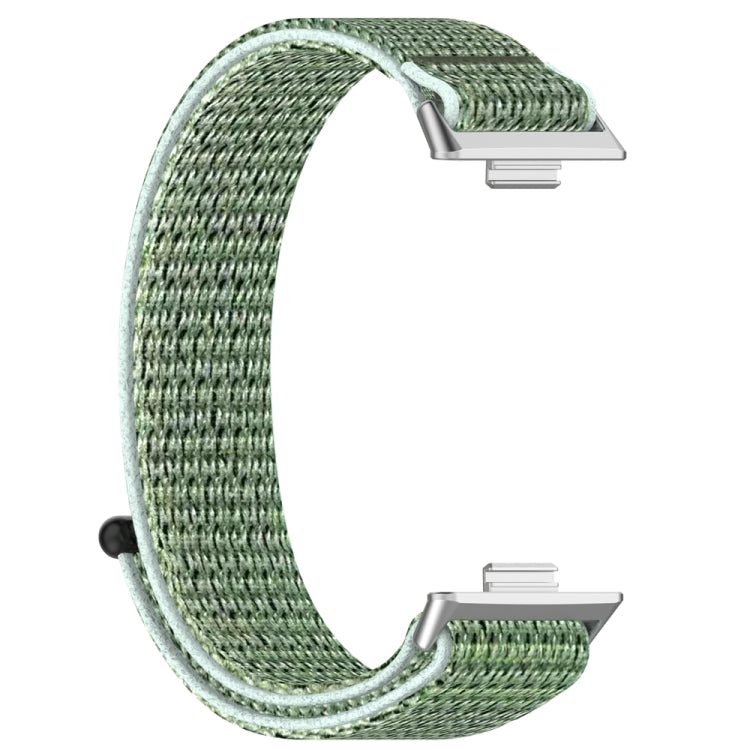 Sage green nylon hook-and-loop watch band shown alone with connector ends
