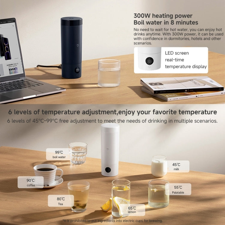 Portable electric heating cup with LED screen and heating temperature labels