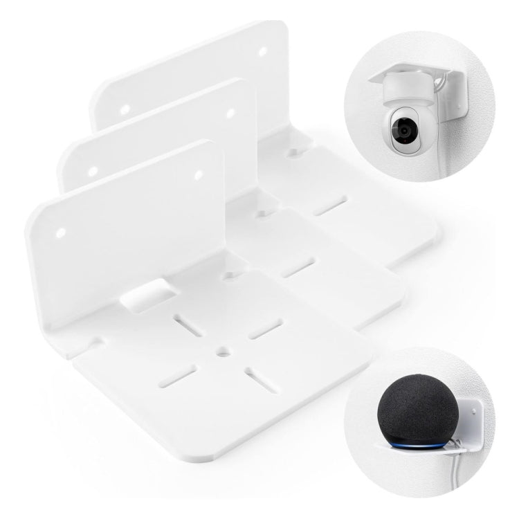White acrylic small wall-mount shelf with camera mount and small accessories