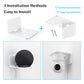 White acrylic wall-mount shelf kit with screw and tape installation pieces