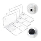 Transparent acrylic wall-mount shelf with camera mount and foam accessory