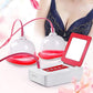 Chest massage instrument set with suction cups, control screen, and tabletop base