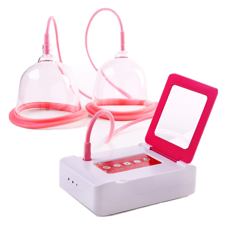 Breast massage machine with two suction cups, base controller, and red display screen