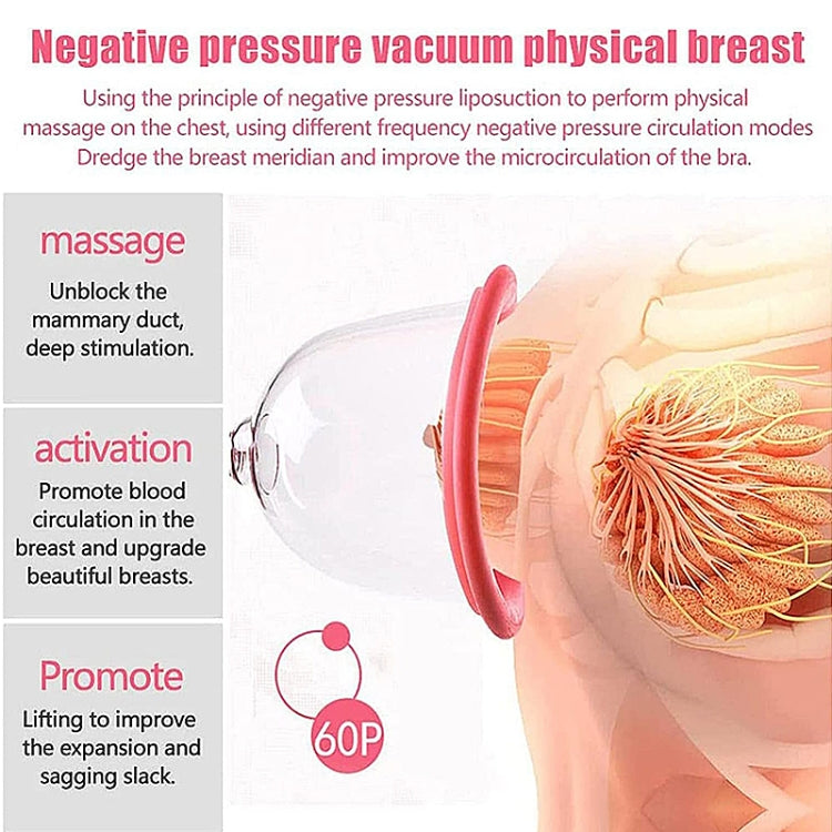 Portable breast massage device with red suction cup and base