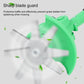 Green electric lawn mower weeder with sharp blade guard around the cutting head