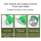 Green portable electric lawn mower weeder with three cutter head attachments