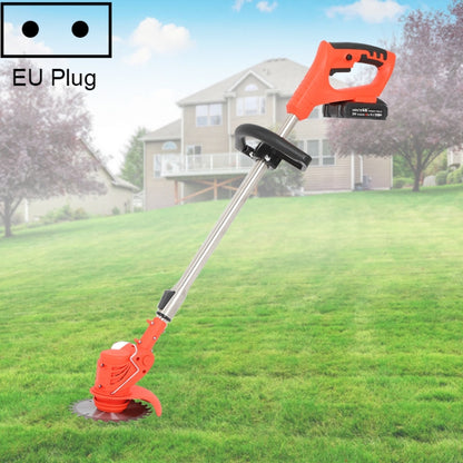 Red portable rechargeable electric lawn mower weeder with EU plug, adjustable handle and rod
