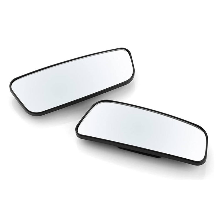 Pair of slim auxiliary wide-angle blind-spot mirrors with black frames and clear glass