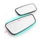 Auxiliary wide-angle blind-spot mirrors with size markings, black frames, clear glass