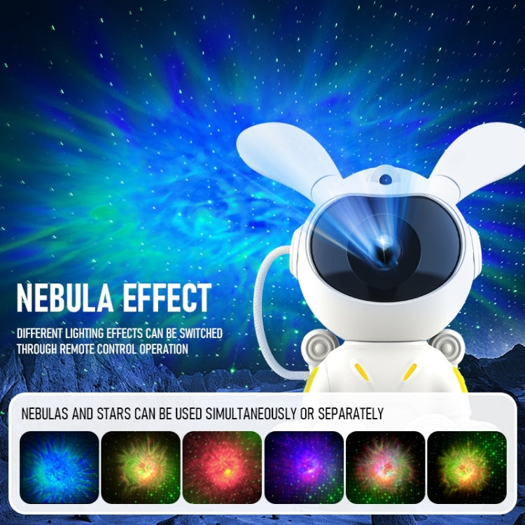 White space rabbit projection lamp with adjustable nebula effect and built-in projection lens