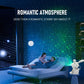 White space rabbit projection lamp projecting starry dots and nebula colors in a bedroom