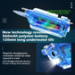 Blue underwater fishing video camera with bright LED lens ring and clear front window