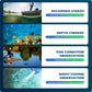 Underwater camera feature panels showing recorded videos, depth, and fish observation