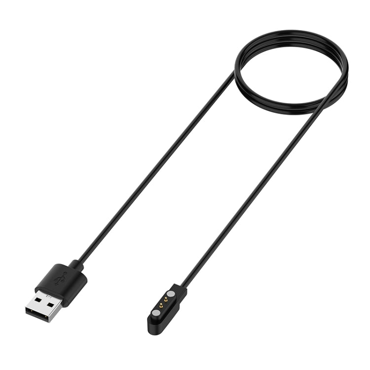 Black magnetic smartwatch charging cable with USB-A plug, looped