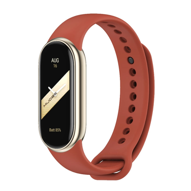 Red silicone smart band with metal buckle and watch module