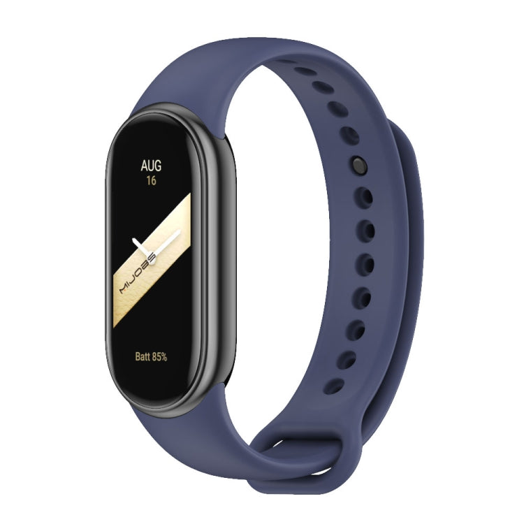Navy silicone smart band with metal buckle and watch module