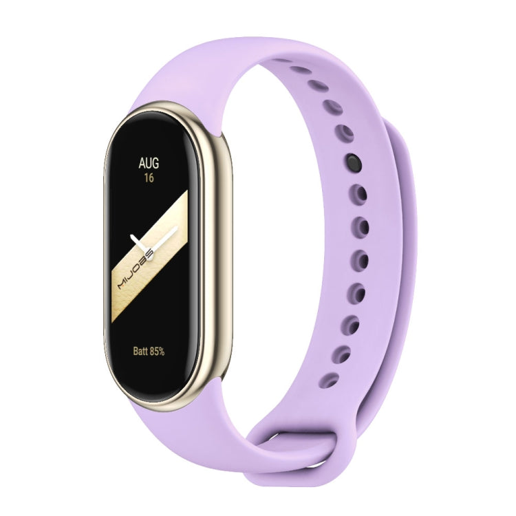 Light purple silicone smart band with metal buckle and watch module