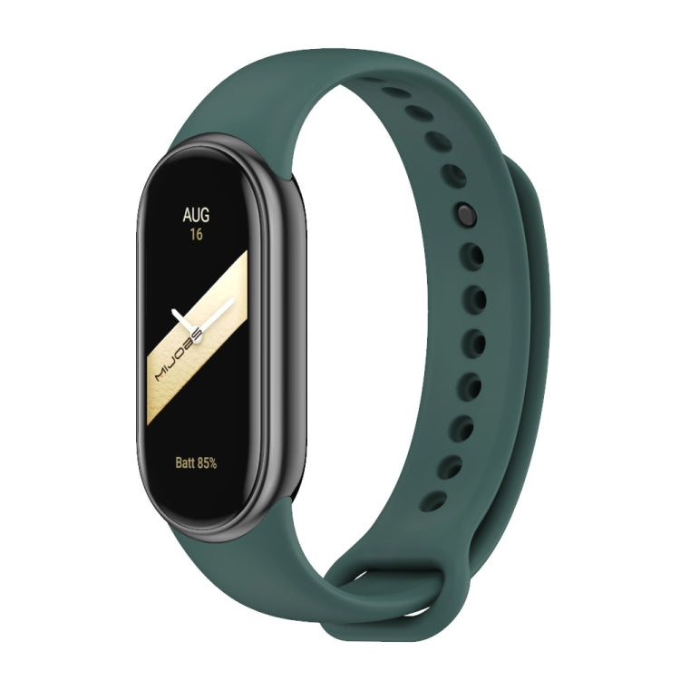 Dark green silicone smart band with metal buckle and watch module